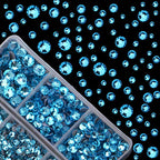 4000pcs Mixed Size Hot Fix Round Crystals Gems Glass Stones Hotfix Flat Back Rhinestones (Aquamarine) - color: Aquamarine, size: 4000 Count (Pack of 1)
