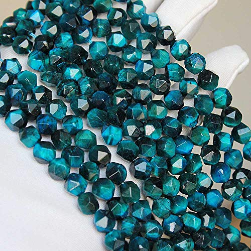 MJDCB Best Sellers Natural Stone Beads Faceted Polygon Sky Blue Tiger Eye Crystal Energy Stone Healing Power for Jewelry Making(8mm) - color: Sky Blue Tiger Eye