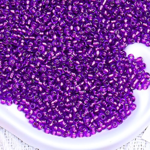 5000pcs Glass Seed Beads, 3mm 8/0 Small Individual Color Seed Beads Mini Pony Bulk for DIY Bracelet Necklaces Wrist Jewelry Making, Frosted Silver Purple - color: Frosted Silver Purple