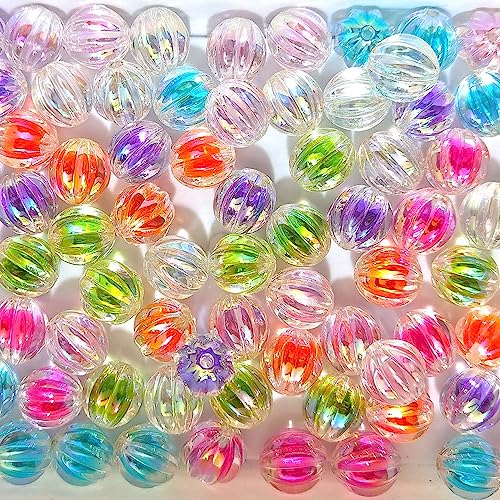 Mixed Lots Shiny AB Color Acrylic Pumpkin Bead DIY Beading Hairband Bracelets Necklace Craft Embelishment (Mixed Colors-Pumpkin) - color: Mixed Colors-Pumpkin