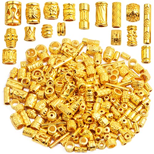 100 Gram Assorted Styles Column Spacer Beads Alloy Barrel Tube Loose Spacer Beads Jewelry Findings Accessories for DIY Bracelet Necklace Craft Supplies, Bright Golden - color: Bright Golden