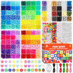Dowsabel 6 Boxes 120 Colors Pony Beads Bracelet Making Kit, Beads for Jeweley Making with Letter Beads Kandi Beads, DIY Arts and Crafts Birthday Gifts - style: Rainbow