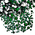 AD Beads 1440 Pieces Mixed Size No Hotfix Glue on Quality Glass Flatback Rhinestones Round Crystal Gems (11 Emerald) - color: Emerald 11