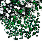 AD Beads 1440 Pieces Mixed Size No Hotfix Glue on Quality Glass Flatback Rhinestones Round Crystal Gems (11 Emerald) - color: Emerald 11