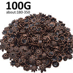 BronaGrand 100 Gram(About 180-350pcs) Bead Caps Metal Spacers Jewelry Findings Accessories for Bracelet Necklace Jewelry Making,Antique Copper - color: Antique Copper