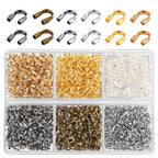 600 Pieces Brass Wire Guardian Wire Cable Protector U Shape Findings Guard Loops for Jewelry Making Earring Bracelet Necklace Crafts,6 Colors