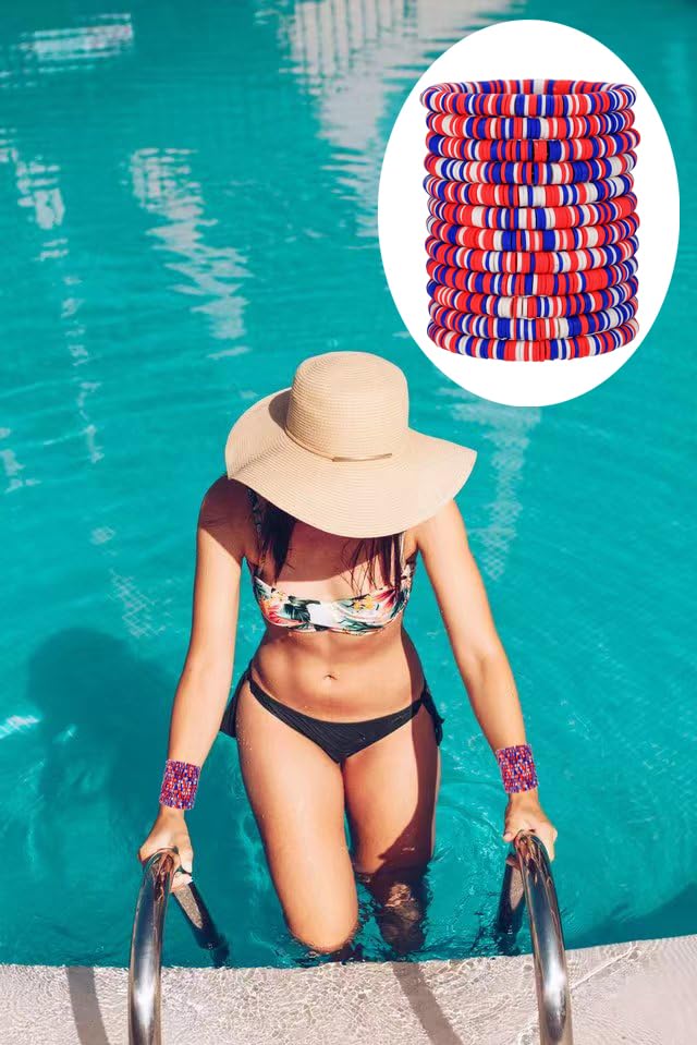 12pcs Friendship Bracelets Beaded Bracelets Heishi Bracelet Cute Bracelets Stack Vinyl Clay Disc Bead Surfer Stretch Summer Beach Bracelets For Women Preppy Bracelets - color: B-color 6