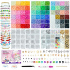 Gionlion Clay Beads Friendship Bracelet Making Kit, 72 Colors Preppy Clay A-Z Letter Number Beads & Charms Complete Jewelry Making Kit DIY Crafts Gift for Teen Girls - style: Rainbow Deluxe