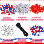 Taiyin 361 Pcs/24 Sets Patriotic Bead Key Chain Craft Kit Teach Seed Beads Mom Pony Opaque Bead Independence Day for String Star Shaped Beads for DIY - color: Usa