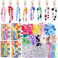 TOHONGADON 618 Pcs Bead Keychain Kit, Colorful Bag Charm Kit with Adjustable Alphabet Beads, Charm Keychain Kits for DIY Key Ring Jewelry Making - color: 618 Pcs Bead
