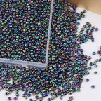 Size 4 mm 6/0 Glass Seed Beads, 2100 Pcs Small Mini Spacer Loose Pony Beads for Jewelry Making and DIY Crafts (Metallic Iris Black) - color: Metallic Iris Black, size: Large