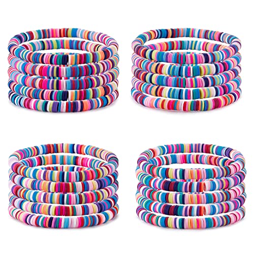 Ornaland Heishi Surfer Bracelets Set Polymer Clay Heishi Beads Stretch Bracelets Multi-Layer Stackable Friendship Bracelets Bohemia Summer Beach Jewelry for Women - color: Colorful-2