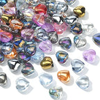 UR URlifehall 100 Pcs Heart Electroplate Transparent Glass Beads with Glitter Gold Colorful Heart Shaped Glass Beads for Keychain Jewelry Making - color: 100Pcs-10x10x5mm-heart glass beads