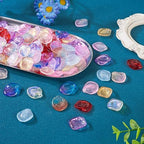 Glass Leaf Beads Crystal Glass Leaf Charms Transparent Leaves Pendants Tiny Green Leaf Bead Caps for Christmas Earring Bracelet Jewelry Making DIY Keychain Craft - color: 10 Colors-Petaline