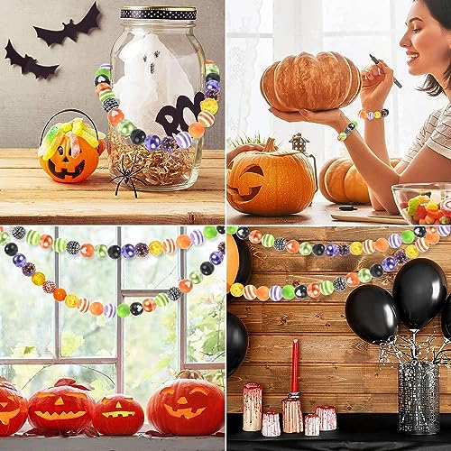 DanLingJewelry 50Pcs Mixed Styles 20mm Acrylic Halloween Bubblegum Beads Cobweb Heart Round Beads for Festival Jewelry Making DIY - color: 50pcs - Halloween