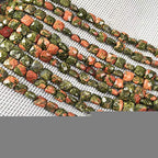Natural Stone Beads Square Faceted Beading unakite Stone Charms for Jewelry Making Necklace Bracelet 7.9 inches 2 Strands - color: unakite