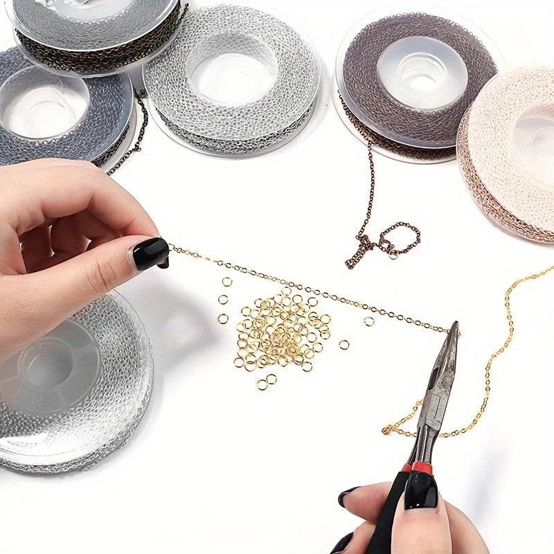 8 Roll Necklace Chains, 8 Colors Jewelry Making Metal Chains with Open Jump Rings & Lobster Clasps for Jewelry Making DIY Necklace Bracelet Anklet - color: 8 Roll
