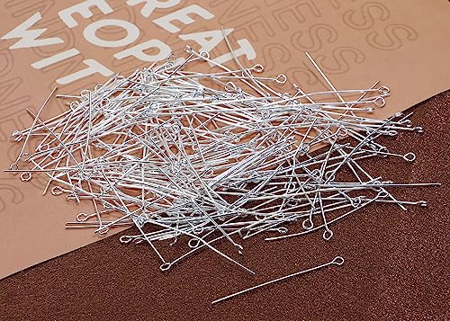 Shapenty 200PCS Mini Metal Wire Eyepins Beading Small Open Eye Head Pins Needles Bulk for DIY Craft Bead Earring Pendant Necklace Bracelet Jewelry Charm Finding Making (40mm/1.57Inch, Silver) - color: Silver, size: 40 mm