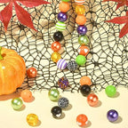 DanLingJewelry 50Pcs Mixed Styles 20mm Acrylic Halloween Bubblegum Beads Cobweb Heart Round Beads for Festival Jewelry Making DIY - color: 50pcs - Halloween