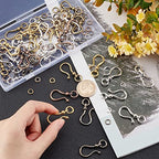 CHGCRAFT 48sets 6 Styles Tibetan Style Alloy S Hook Clasps for Bracelet Necklace Jewelry Making Mixed Color, 1.5x0.63x0.3inch