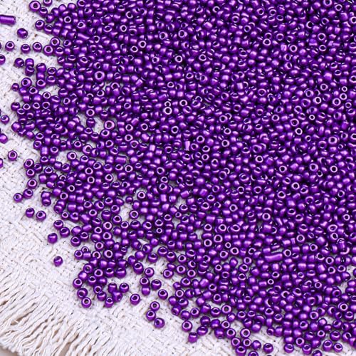 5000pcs Glass Seed Beads, 3mm 8/0 Small Individual Color Seed Beads Mini Pony Bulk for DIY Bracelet Necklaces Wrist Jewelry Making, Dark Purple - color: Dark Purple