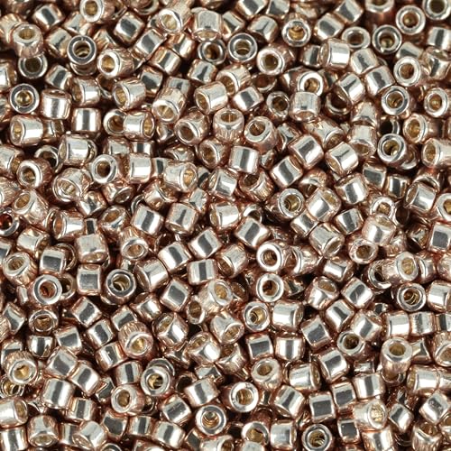 Miyuki Delica Seed Beads – Size 11/0 (1.6 mm), DB1834, Duracoat Galvanized Champagne, 7.2 g, Approx. 1440 Beads, Made in Japan - color: DB1834 - Duracoat Galvanized Champagne