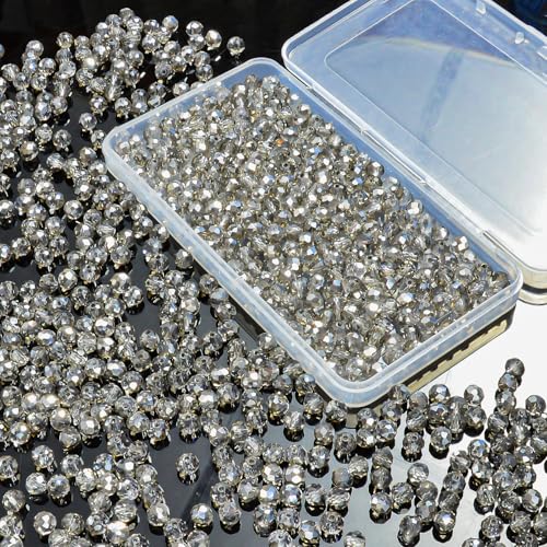500Pcs 6mm Crystal Glass Beads for Jewelry Making Beads for Bracelets Necklace Pendants Making Supplies(Gray) - color: Gray, size: 6mm 500pcs