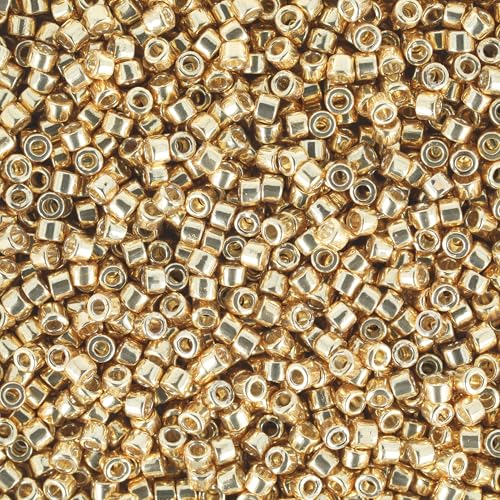 Miyuki Delica Seed Beads – Size 11/0 (1.6 mm), DB1832, Duracoat Galvanized Gold, 7.2 g, Approx. 1440 Beads, Made in Japan - color: DB1832 - Duracoat Galvanized Gold