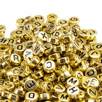Letter Beads 1000pcs Acrylic Alphabet Letter Beads A-Z Letter for Jewelry Making (Gold) - color: gold