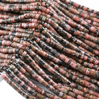 150pcs 2x4mm Natural Black Lace Rhodonite Tube Shape Beads Loose Flat Round Cylinder Flat Spacer Stone Beads for Bracelet Earrings Jewelry Making - color: Black Lace Rhodonite, size: 2x4mm Tube shape