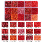 Mix 15 Color Glass Seed Tube Beads Glass Bugle Beads Loose Kit for Jewelry Making DIY Craft Beading (Mix 15 Color, Red) - color: Red