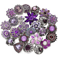 10PCs Mixed Style Rhinestones Snaps Jewelry Charms Buttons 18/20mm for Interchangeable Snaps Jewelry Making Women DIY Button Bracelets Necklaces Rings Brooch Accessories (Purple) - color: Purple