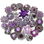 10PCs Mixed Style Rhinestones Snaps Jewelry Charms Buttons 18/20mm for Interchangeable Snaps Jewelry Making Women DIY Button Bracelets Necklaces Rings Brooch Accessories (Purple) - color: Purple