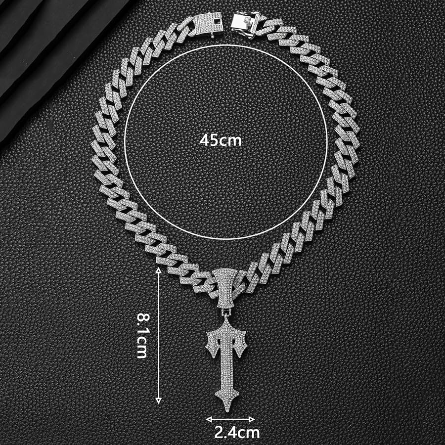 Ice Out Chain for Men Premium Zircon Stones Hypoallergenic Durable Hip-Hop Streetwear Chain Necklace Men - color: Silver, style: Trapstar