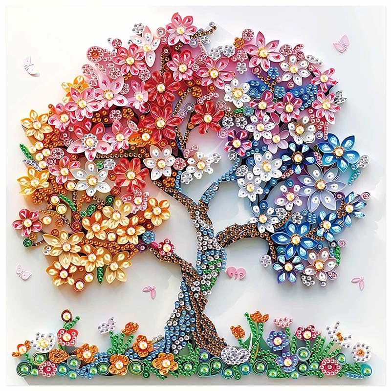 AiYuanzsh Special Shape Diamond Art Kits for Adults, Blossom Tree 5D Crystal Diamond Art Rhinestone Canvas DIY Wall Décor, Sparkling Floral Diamond Painting for Beginners, 11.8 x 11.8 inch - color: Blossom Tree