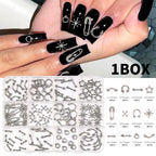 120 Pcs Mixed Nail Charms, CYHYII 1 Box Silver 3D Star Retro Nail Art Charm Y2K Metal Cross for Acrylic Nail Nail Art Design DIY Craft(12 Styles) - color: 120P MIXED