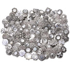 10PCs Mixed Style Rhinestones Snaps Jewelry Charms Buttons 18/20mm for Interchangeable Snaps Jewelry Making Women DIY Button Bracelets Necklaces Rings Brooch Accessories (White) - color: White