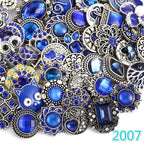10PCs Mixed Style Rhinestones Snaps Jewelry Charms Buttons 18/20mm for Interchangeable Snaps Jewelry Making Women DIY Button Bracelets Necklaces Rings Brooch Accessories (Blue) - color: Blue