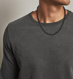 GAVU Hand-knotted Men's Beaded Necklace, Crystal Necklace for Men - color: Onyx, size: 24"