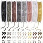 8 Roll Necklace Chains, 8 Colors Jewelry Making Metal Chains with Open Jump Rings & Lobster Clasps for Jewelry Making DIY Necklace Bracelet Anklet - color: 8 Roll