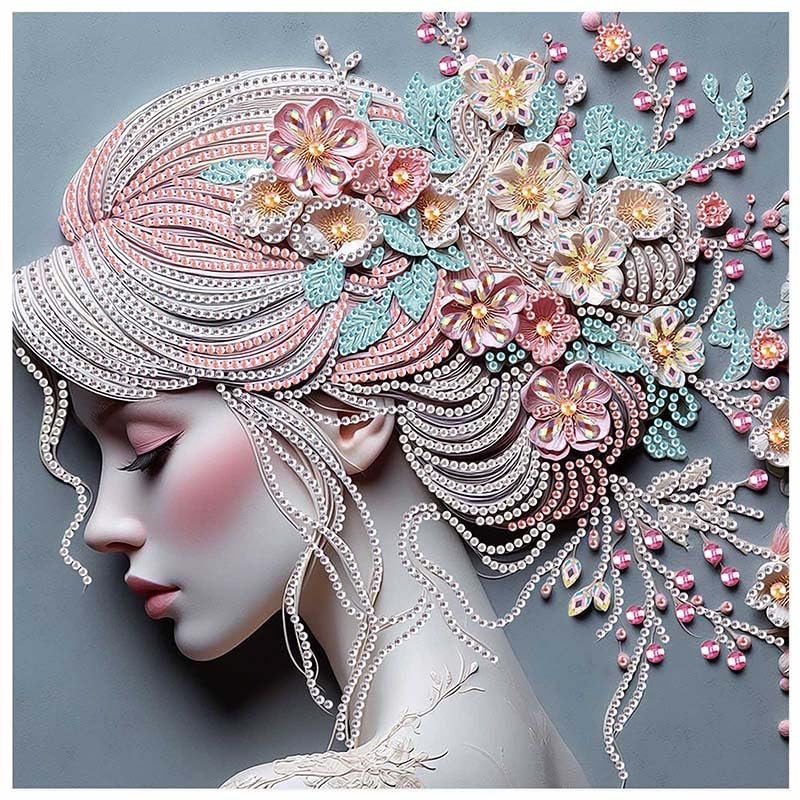AiYuanzsh Special Shape Diamond Painting Kits for Adults, 5D Crystal Rhinestone Diamond Art Canvas, DIY Paint by Diamonds Craft Kit, Sparkling Woman Profile Diamond Painting for Home Wall Decor Gift - color: Elegant Lady