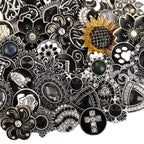 10PCs Mixed Style Rhinestones Snaps Jewelry Charms Buttons 18/20mm for Interchangeable Snaps Jewelry Making Women DIY Button Bracelets Necklaces Rings Brooch Accessories (Black) - color: Black