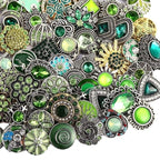 10PCs Mixed Style Rhinestones Snaps Jewelry Charms Buttons 18/20mm for Interchangeable Snaps Jewelry Making Women DIY Button Bracelets Necklaces Rings Brooch Accessories (Green) - color: Green