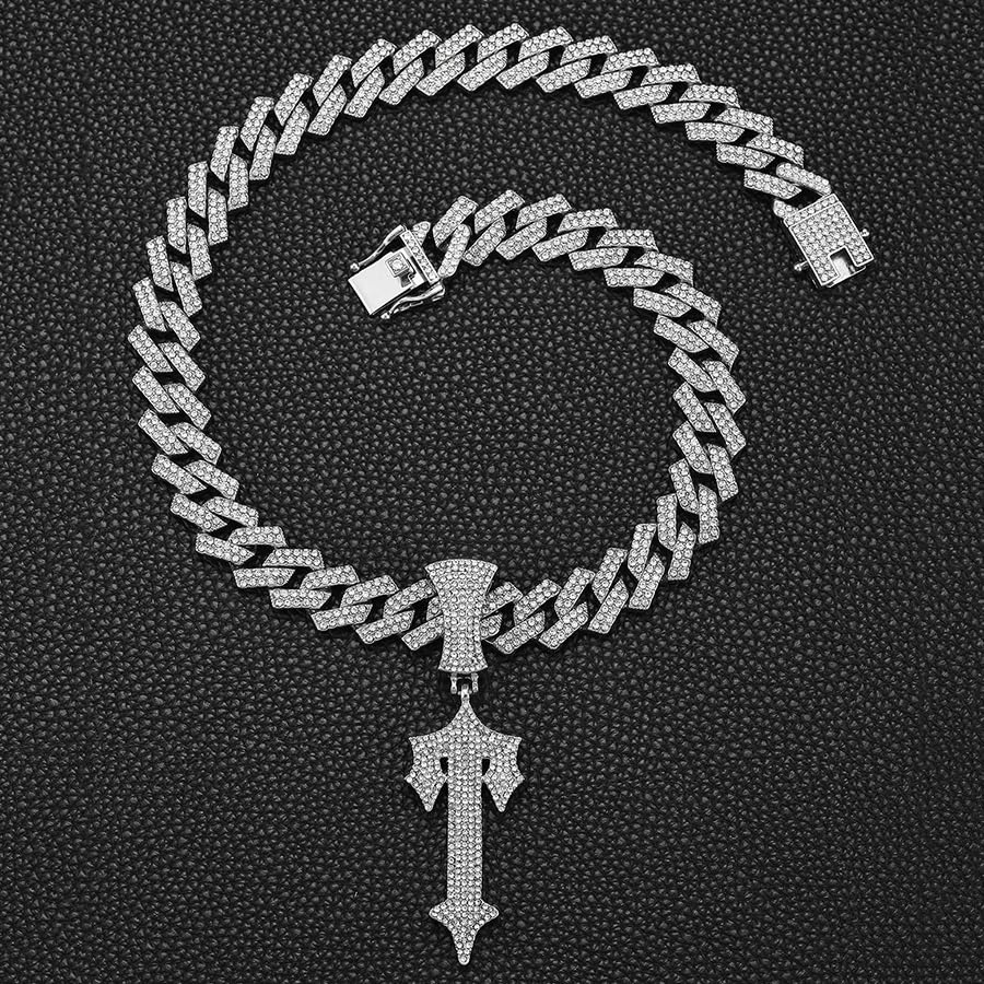 Ice Out Chain for Men Premium Zircon Stones Hypoallergenic Durable Hip-Hop Streetwear Chain Necklace Men - color: Silver, style: Trapstar