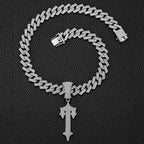 Ice Out Chain for Men Premium Zircon Stones Hypoallergenic Durable Hip-Hop Streetwear Chain Necklace Men - color: Silver, style: Trapstar