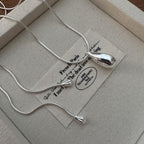 Silver Drop Necklace for Women Adjustable Sliding Silver Snake Chain Dainty Minimalist Necklace