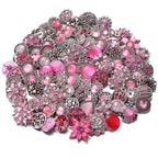 10PCs Mixed Style Rhinestones Snaps Jewelry Charms Buttons 18/20mm for Interchangeable Snaps Jewelry Making Women DIY Button Bracelets Necklaces Rings Brooch Accessories(Pink) - color: Pink