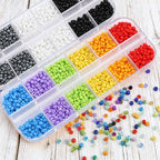 3mm Round Glass Seed Beads (Rainbow) - color: Rainbow