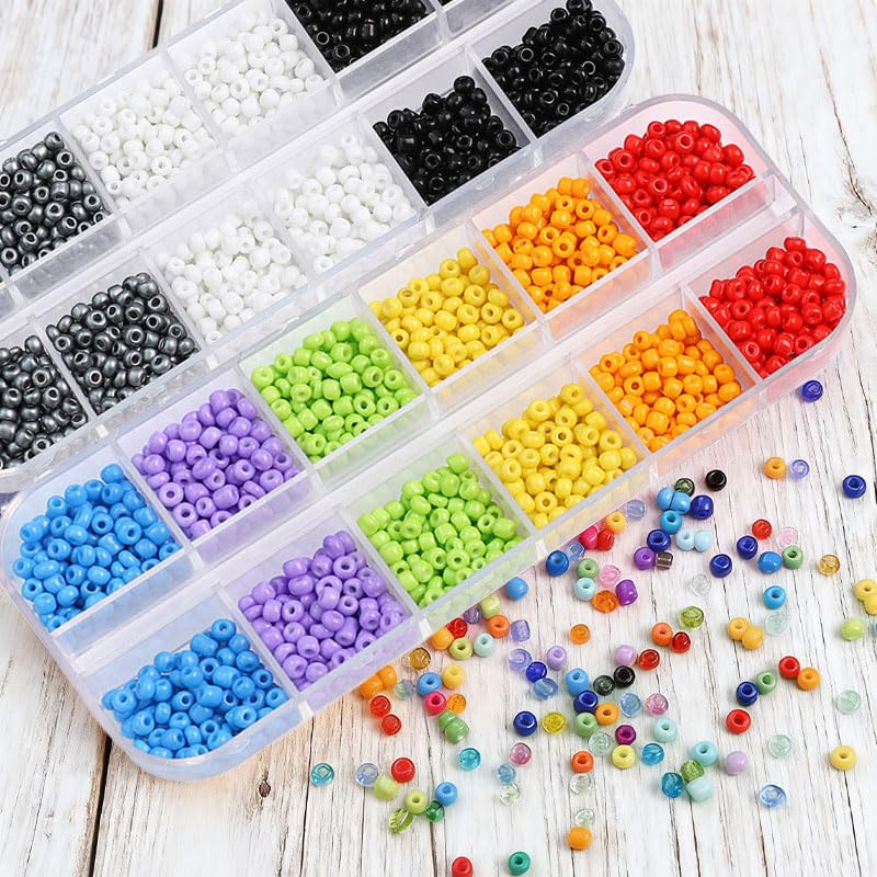 3mm Round Glass Seed Beads (RYG) - color: RYG