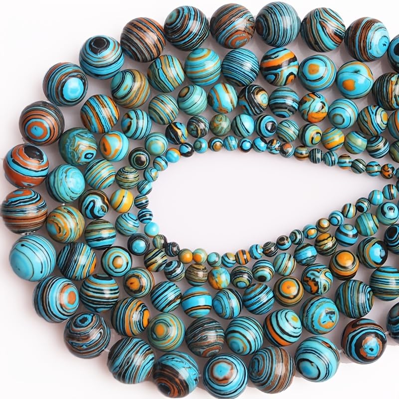 Zenkeeper 108 Pcs Blue Malachite Beads for Jewelry Making 8 MM Blue Malachite Gemstones Loose Stone Beads - color: Blue Malachite, size: 8MM, 108pcs